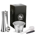 ICafilas  Reusable Coffee Filter for Nespresso  Machine With Tamper Stainless Steel Capsule for Nospresso