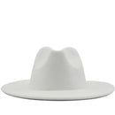New White Red Patchwork Felt Jazz Hat Cap Men Women Flat Brim Wool Blend Fedora Hats Panama Trilby Vintage Hat 56-58-60CM