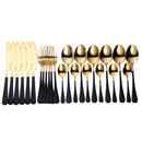 Tablewellware Tableware Black Cutlery Set 24 Pcs Stainless Steel Cutlery Box Forks Knives Spoons Dinner Set Kitchen Spoon Set