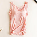 Women Built In Bra Padded Tank Top Female Modal Breathable Fitness Camisole Tops Solid Push Up Bra Vest Blusas Femininas