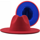 New White Red Patchwork Felt Jazz Hat Cap Men Women Flat Brim Wool Blend Fedora Hats Panama Trilby Vintage Hat 56-58-60CM