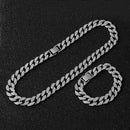 Necklace +Watch+Bracelet Hip Hop Miami Curb Cuban Chain Gold Color Iced Out Paved Rhinestones CZ Bling Rapper For Men Jewelry