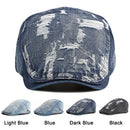 Wuaumx Unisex Retro Casual Mens Hats Spring Summer Denim Berets Hat Women Washed Cotton Duckbill Visors Herringbone Flat Caps