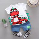 Children Cotton Clothes Summer Baby Boys Dinosaur modeling O-Neck T Shirts Denim Shorts 2Pcs/sets Infant Kids Toddler Tracksuits