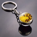 Animals Keychain Cat Dog Bear Peacock Rabbit Squirrel Phoenix Double Side Glass Ball Pendant Keyring