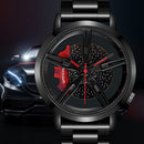 Men Watch Car Wheel Rim Hub Dial Male Wristwatch Cool Man Black Waterproof Watches Mesh Stainless Steel Quartz Relogio Masculino