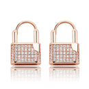 TOPGRILLZ Hip Hop Lock Earrings Iced Cubic Zirconia Earrings Luxury Gold Micro Pave Cubic Zirconia Earrings Gift For Men Women