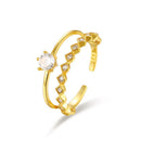 WANTME Luxury White Zircon Double Opening Finger Ring for Women Genuine 925 Sterling Silver Wedding Party Wedding Jewelry Gift