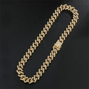 Hip Hop Iced Out Miami Zircon 15MM Bling Cuban Full Pave Rhinestone Men&