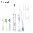 Fairywill电动声波牙刷和冲牙器 USB充电 防水 5种模式 3个刷头 牙刷牙齿清洁器