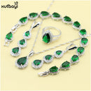 XUTAAYI Top Quality  Silver Jewelry Sets Blue Created Sapphired Flawless Necklace/Rings/Earrings/Bracelet For women