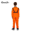 Reneecho 儿童太空宇航员服装 男孩橙色宇航员角色扮演银色宇航员服装 万圣节