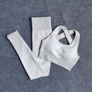 New Fitness Suits Yoga Women Outfits 3pcs Sets Long Sleeve Shirt+Sport Bra+Seamless Leggings Workout Running Clothing Gym Wear