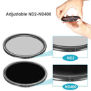 Dynamic ND2-400 Filter 52MM 58MM 62MM 67MM 72MM 77MM Slim Fader Variable ND Lens Filter Adjustable ND2 to ND400 Neutral Density