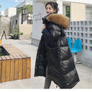 Huge Real Raccoon Fur 2021 Winter Long Down Jacket Women White Duck Down Coats Loose Hooded Parka Thick Warm Windproof Overcoat