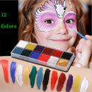 12 Colors Body Painting Play Clown Face Body Art Painting Oil Painting Tattoo Halloween Party Makeup Cosmetic Bodypainting