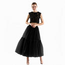 Maxi Long Tulle Skirts for Women Black Gothic Pleated Skirt Casual Party Fairycore Summer Winter Jupe Longue 2022 Falda Mujer