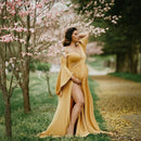 Maternity Dresses for Photo Shoot Sexy Shouldless Puff Sleeve Dresses for Pregnant Women Maxi Long Pregnancy Photography Dress
