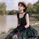 Lolita JSK连衣裙夜莺与玫瑰jsk连衣裙哥特式深色复古维多利亚公主派对无袖洛丽塔连衣裙