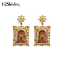 2020 Antique Dangle Earrings Mother of God Virgin Mary Retro Paintings Glass Cabochon Mandala Pendants Jewelry for Women