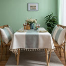 Cotton Geometric Jacquard Fabric Tablecloth Linen Rectangular Home Decoration Table Cover With Tassel For Banquet Party Nappe
