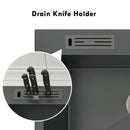 304 Stainless Steel Topmount Kitchen Sink With Knife-Holder Multifunction Single Bowl Dark-Gray Wash Basin For Kitchen Fixture