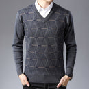 New Fashion Brand Sweater For Mens Pullovers V Neck Slim Fit Jumpers Knit Thick Warm Autumn Korean Style Casual Clothing Men