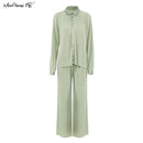 Mnealways18 Beige Pleated Wide Leg Pants Womens Pants Fashion 2022 Casual Loose Trousers Office Lady Elegant Long Palazzo Pants