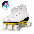Adult Double Row Roller Skate Shoes Black White Outdoor 4 Wheels Training Shoes Man Woman Sports Patines Shoes