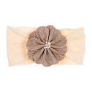Nishine Soft Stretch Satin Rose Flower Baby Headband Newborn Knot Wide Nylon Headwraps Turban Girls Headwear Kids Photo Props