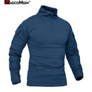 MAGCOMSEN Men's Army Combat Long Sleeve T Shirt Tactical Military Hunting 1/4 Zipper T-Shirt Outdoor Hiking Adventure Tee Shirts