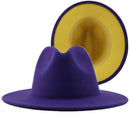 New White Red Patchwork Felt Jazz Hat Cap Men Women Flat Brim Wool Blend Fedora Hats Panama Trilby Vintage Hat 56-58-60CM