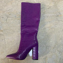 2022 Winter Faux Leather Women Knee High Boots Pointed Toe Long Chunky Block Heels Shoes Size 41 42 43