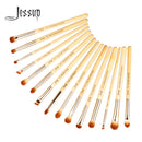 Jessup brushes 15pcs Bamboo makeup Brushes Delicate eye brochas maquillaje Professional Concealer Eyeshadow Eyeliner Beauty T137