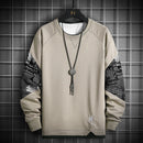 Single Road Crewneck Sweatshirt Men 2022 Spring Harajuku Oversized Japanese Streetwear Black Hoodie Men Sweatshirts Hoodies Male