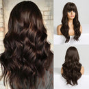 EASIHAIR Long Black Synthetic Wigs for Women Middle Part Wigs Natural Hair Wavy Wig Cosplay Heat Resistant Black Hair Wig
