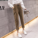 Casual Streetwear Harem Pants Women Autumn Winter Loose Elastic Waist Corduroy Ladies Trousers Harajuku Velvet Warm Pants Female
