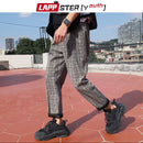 LAPPSTER-青少年街头服饰黑色格子裤男慢跑裤2022男士直筒哈伦裤男韩版嘻哈裤大码