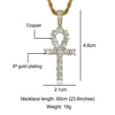 D&amp;Z White Gold Ankh Pendant Iced Out CZ Stones Mens Micro Paved AAA CZ Hip Hop Gold Silver Color Charm Chains Jewelry Gift