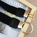 Designer Luxury Fashion Girl Elastic Belt New Dress Skirt Elastic Wide Waist Seal Gold Round Buckle Women&
