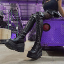 2021 Gothic Punk Fashion Women Thigh Boots Wedges High Heels Platform Over The Knee Boots Female Street Cosplay Autumn Shoes