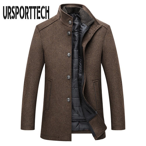 Winter Warm Wool Blend Coat Men Thick Overcoats Topcoat Mens Single Breasted Jackets And Coats With Adjustable Vest Men's Coat