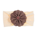 Nishine Soft Stretch Satin Rose Flower Baby Headband Newborn Knot Wide Nylon Headwraps Turban Girls Headwear Kids Photo Props