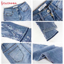 Embroidery Stretching Flare Jeans Women Elasticity Bell-Bottoms Jeans For Girls Light Blue Trousers women Jeans Large Size