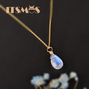 ITSMOS Natural Moonstone US 14k gold jewelry Chain Pendant Necklace Simple Elegant Jewelry for Women Romatic Gift