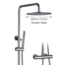 Thermostaic Temperature Bathroom Faucet Brushed Gold Brass Wall-Mount Rain Shower Head Hand Sprayer Two-Function Hot Cold Mixing