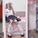Solid White Harajuku Girl Leg Warmers Y2k Lady Plastic Buckle Knee Sweet Leg Warmer Student Korean Fashion Draw String Long Sock