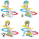 Climbing Stairs Track Toys Cartoon Penguin Dinosaur Dog Duck For Children Electronic Music Kids Funny Boys Girls Birthday Gift