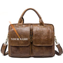 WESTAL Men's Bag Genuine Leather Men's Briefcases Laptop Bag Leather Totes for Document Office Bags for Men Messenger Bags 8002