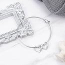 JewelOra Personalized Engraving Name Heart Charms Bracelets for Women Stainless Steel Customized Bangle DIY Jewelry Gift for Her